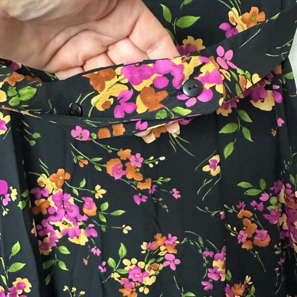 Vintage dress size 10 dark floral short sleeve maxi button up whimsigoth fairy - Picture 5 of 5